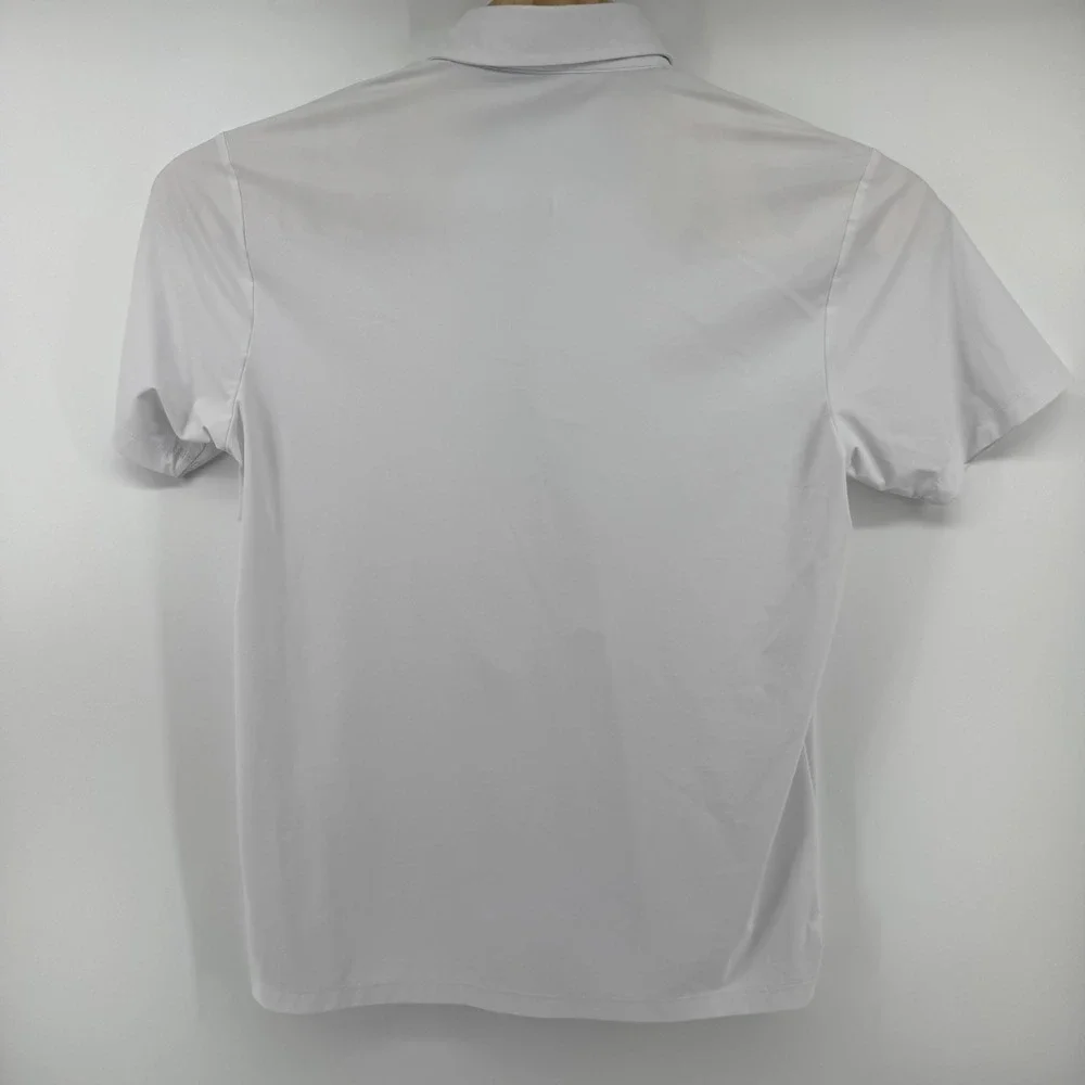Twillory Performance Polo Mens Large White Tailored Fit Short Sleeve Blue Button